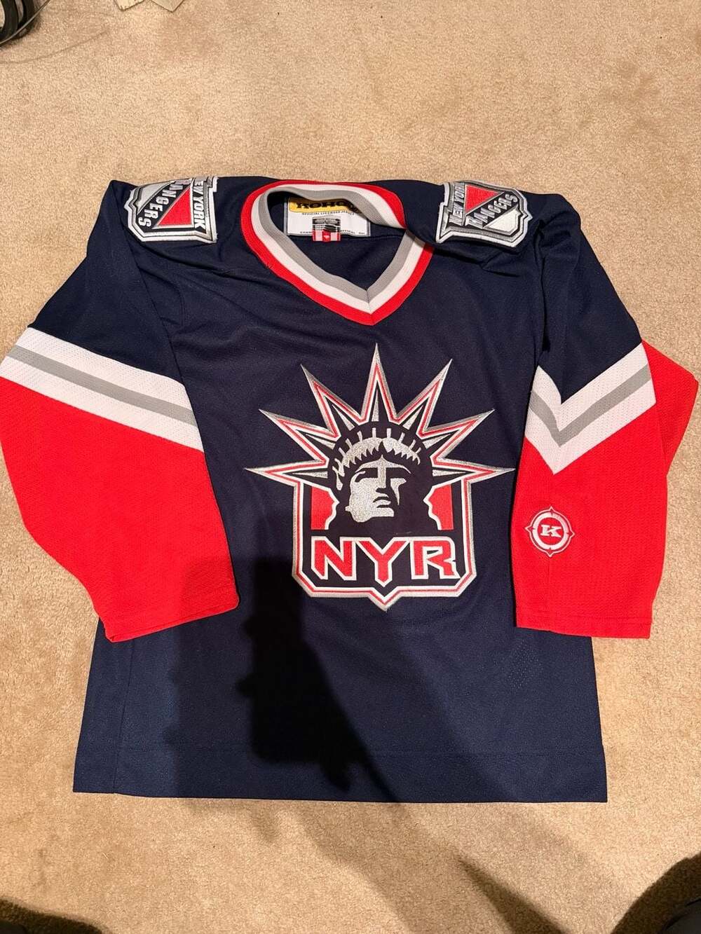 Vintage New York Rangers 'Lady Liberty' KOHO NHL Hockey Jersey Size Small (i)